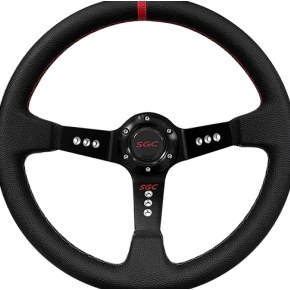 Steering Wheel Concave-Black W/ Red Stripe (SW02)